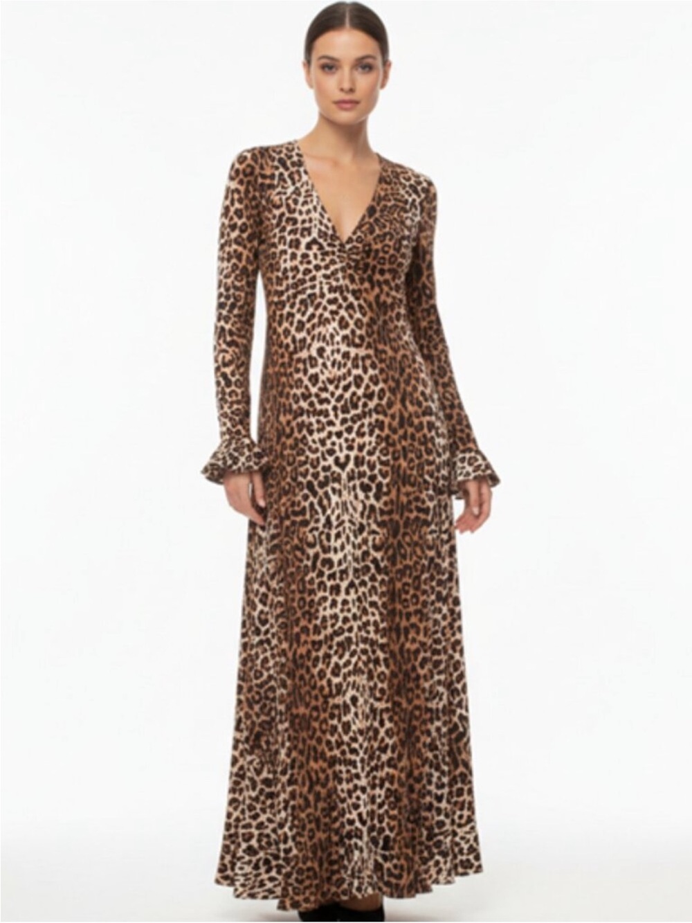 & Other Stories Leopard Print V-Neck Maxi Dress - Brown and Black